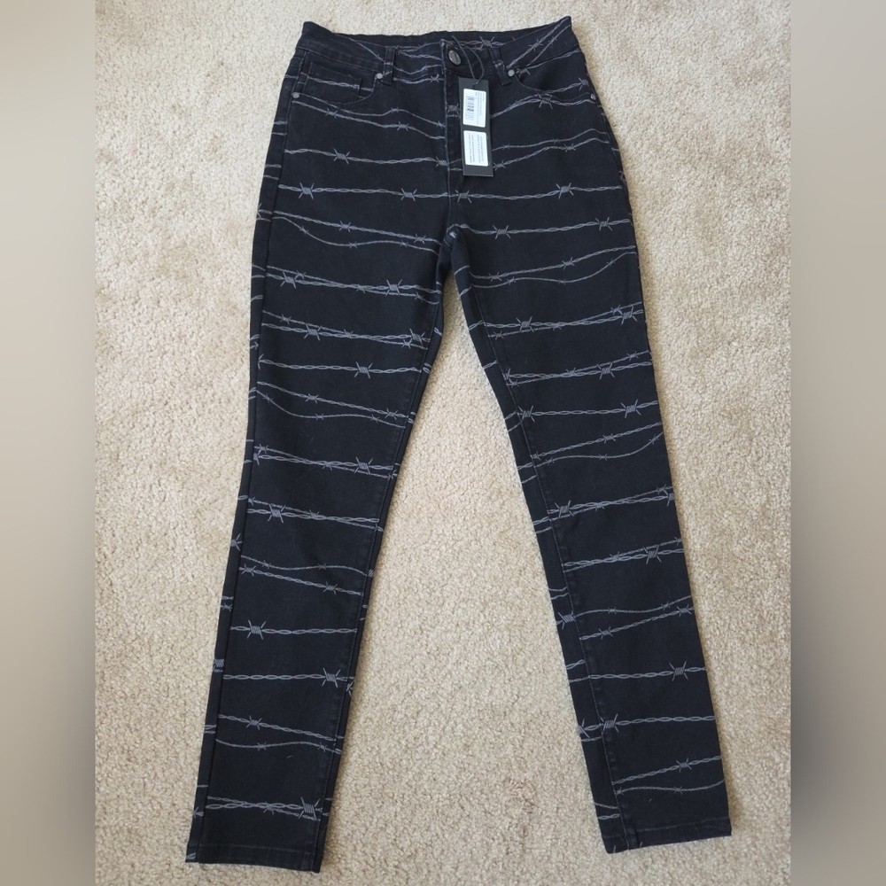 Disturbia Pants Barbwire High Waist Skinny 12 NWT